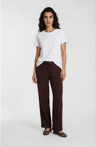 Drawstring Everyday Pants - Brown