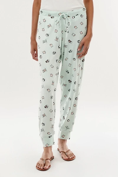 Canada Weather Gear Coffee Print Tie Waist Pajama Pants