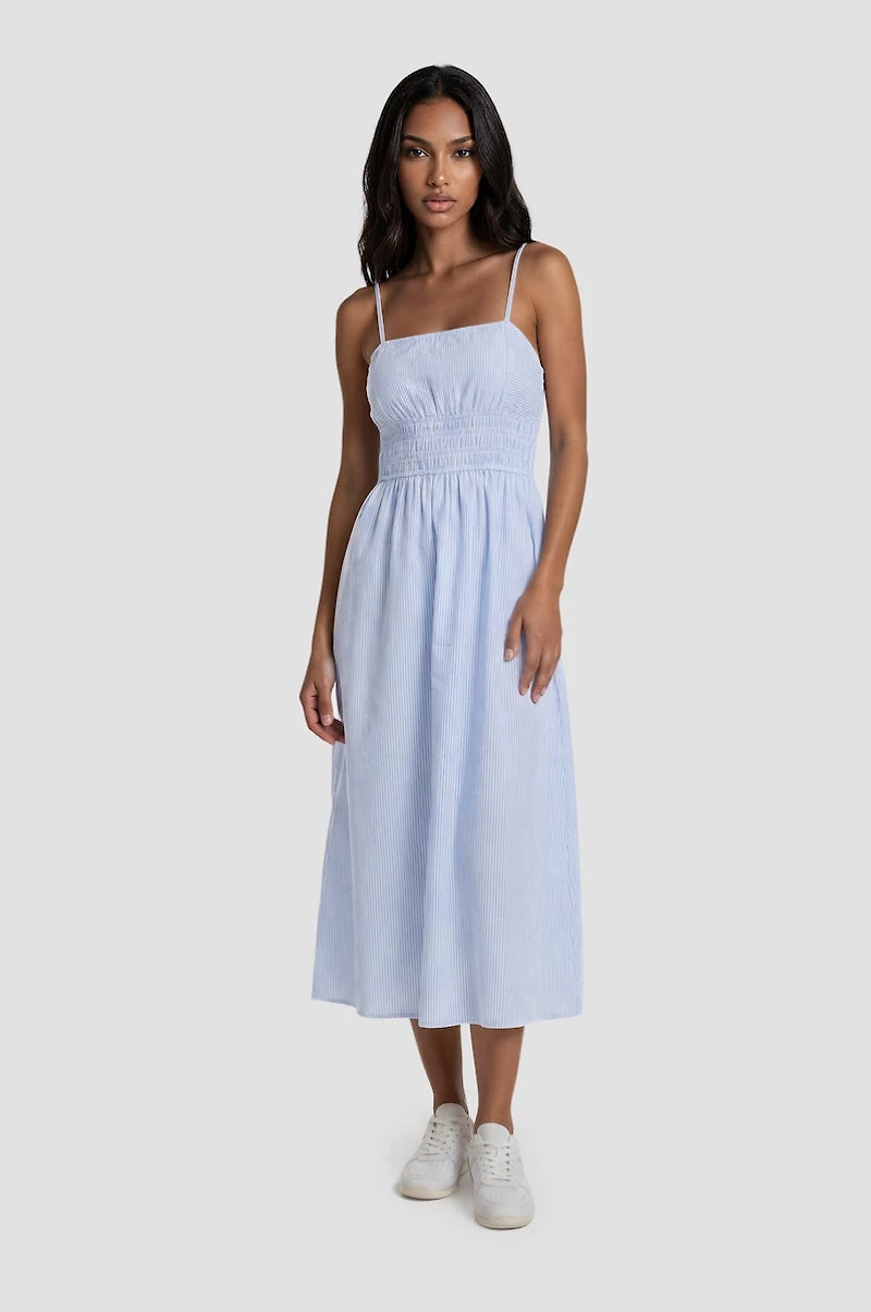 Pin Stripe Lightweight Dress - Blue