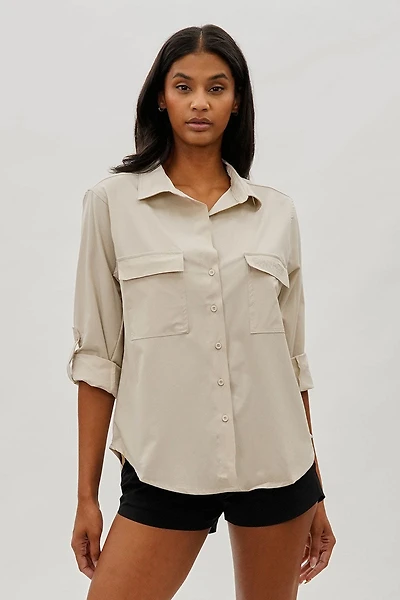 Canada Weather Gear Button Up Ripstop Utility Shirt