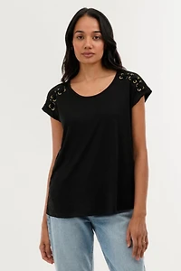 International INC Company Shoulder Lace Up Tee