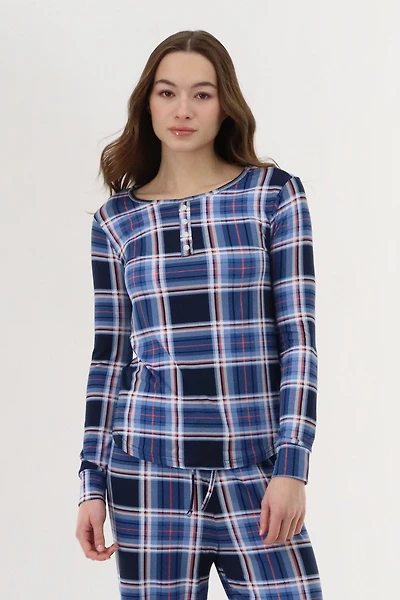 Canada Weather Gear Long Sleeve Plaid Pajama Top