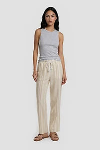 Striped Wide Leg Pants - Cream