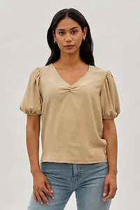 Stylexchange Vintage Puff Sleeve V-Neck Blouse