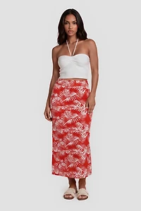 Printed Summer Maxi Skirt - Red