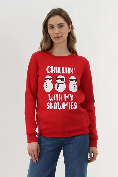 Festive Snowmies Christmas Sweater - Red