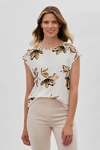 Beechers Brook Floral Cap Sleeve Blouse - White