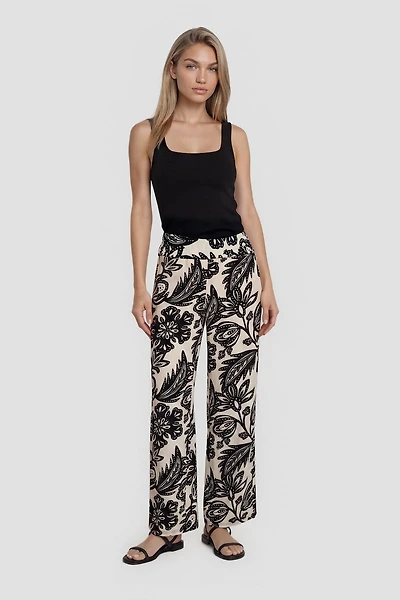 Flower Print Flowy Pants