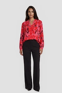 Long Sleeve V-Neck Shirt - Red