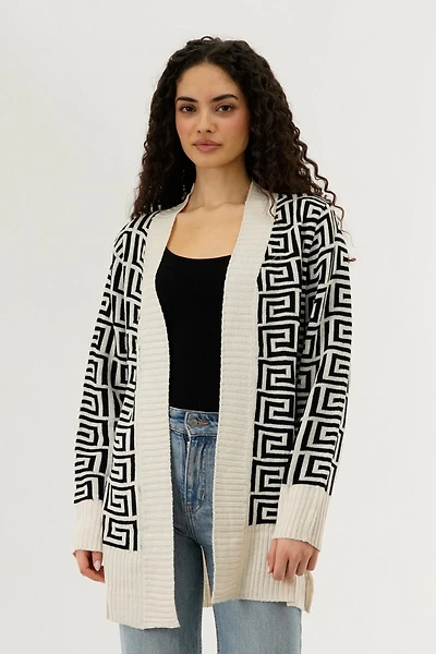 Beechers Brook Long Printed Open Cardigan