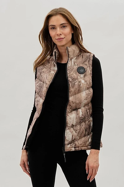 Canada Weather Gear Camo Print Chevron Puffer Vest - Brown
