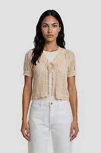 Short Sleeve Front Tie Shrug