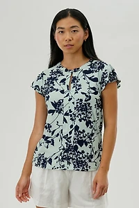 International INC Company Floral Short Sleeve Blouse