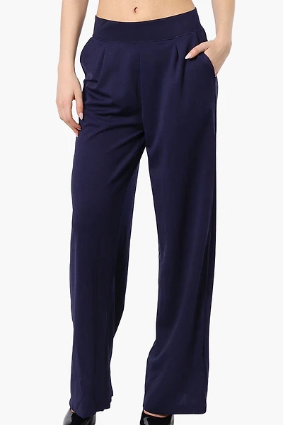 Costa Blanca Pleated Wide Leg Pants - Navy