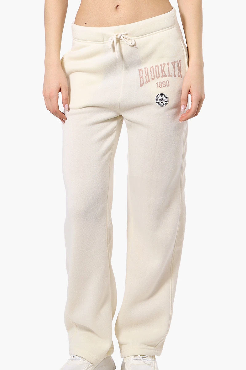 Fahrenheit Brooklyn Print Fleece Sweatpants - Cream