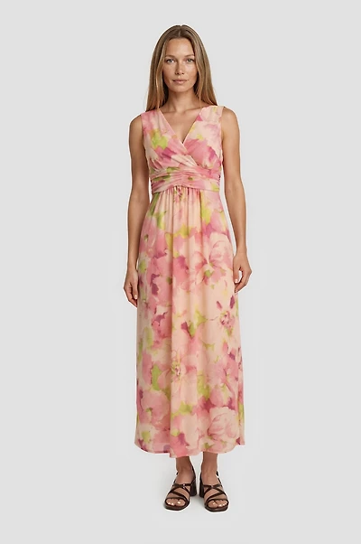 Printed Maxi Dress - Peach