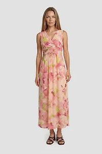 Printed Maxi Dress - Peach