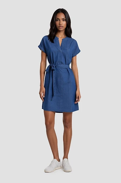 Short Sleeve Tie-Up Mini Dress