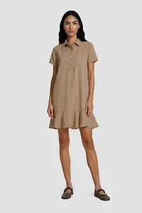 Short Sleeve Tiered Dress - Camel