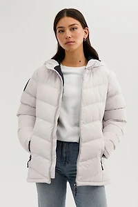 Chevron Quilted Bomber Jacket - White