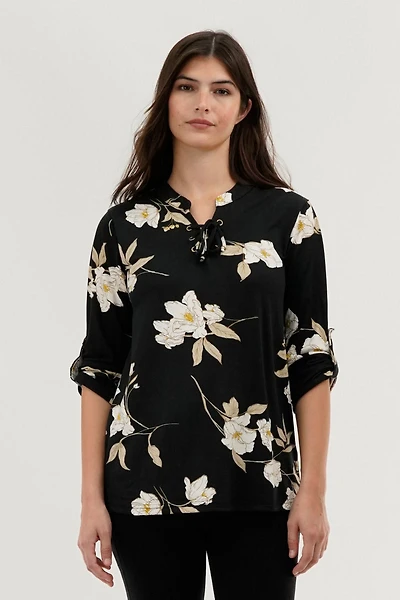Majora Floral Lace Up Blouse