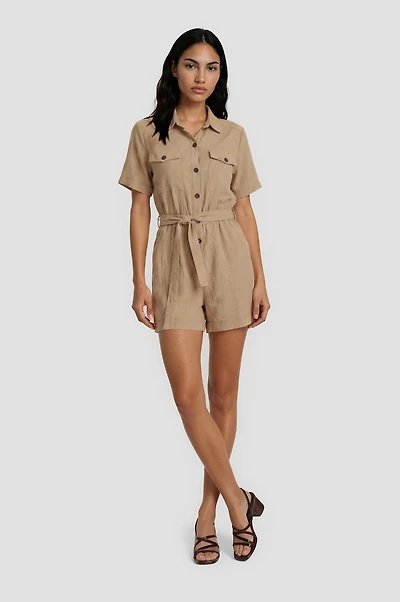 Short Sleeve Button Down Romper