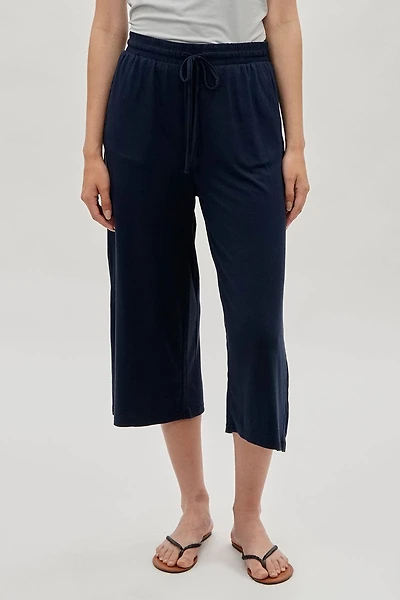 International INC Company Tie Waist Cropped Pants - Navy