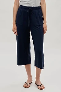 International INC Company Tie Waist Cropped Pants - Navy