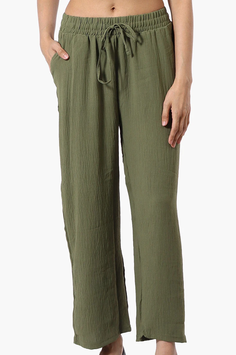Stylexchange Tie Waist Wide Leg Crinkled Pants