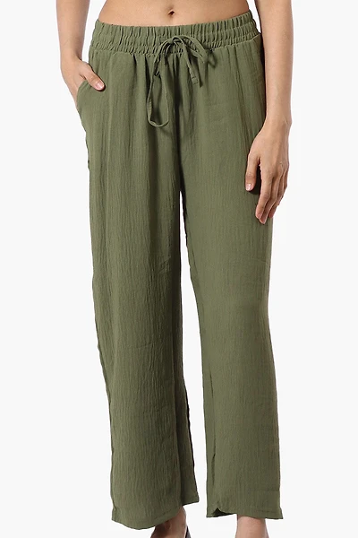 Stylexchange Tie Waist Wide Leg Crinkled Pants