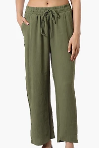 Stylexchange Tie Waist Wide Leg Crinkled Pants