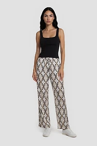 Printed Drawstring Pants - White