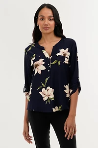 Floral Split Neck Blouse