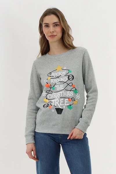 Festive Rockin' Around Christmas Sweater - Grey