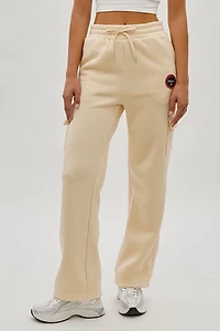 Wide Leg Cargo Sweatpants - Cream