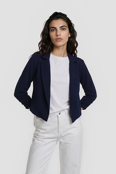 3/4 Sleeve Cropped Blazer - Navy
