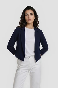 3/4 Sleeve Cropped Blazer - Navy