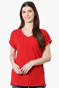 Sport Cuffed Sleeve V-Neck Tee