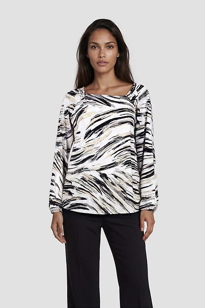 Long Sleeve Square Neck Top - White