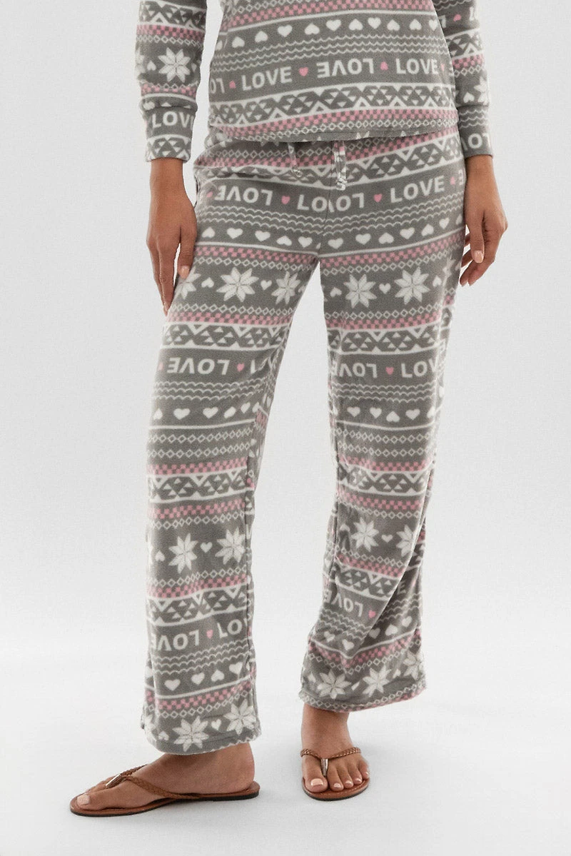 Canada Weather Gear Festive Print Wide Leg Pajama Pants