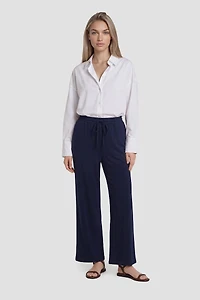 Tie-Up Flowy Pants - Navy