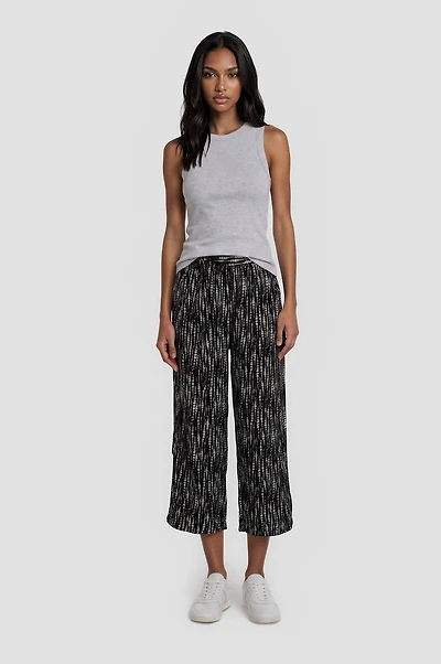Printed Cropped Pants - Black