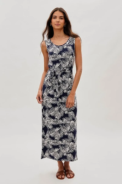 International INC Company Leaf Print Maxi Dress - Navy
