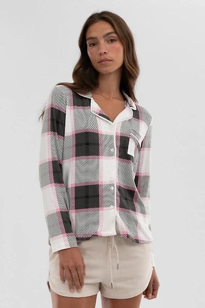 Plaid Button Down Pajama Top