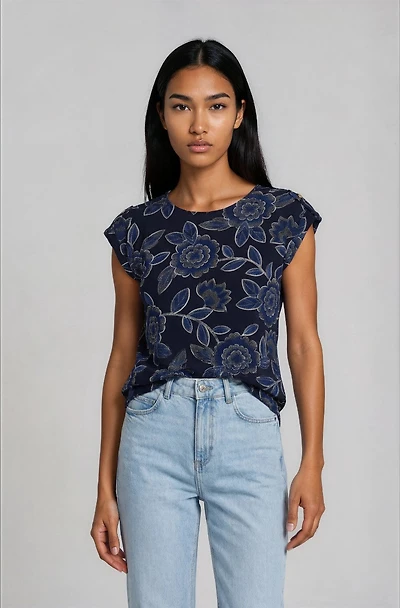 Short Sleeve Top with Back Slit