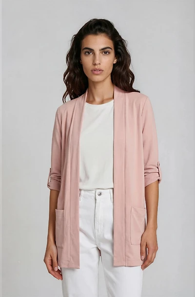 Open Front Cardigan - Blush