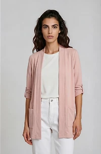 Open Front Cardigan - Blush