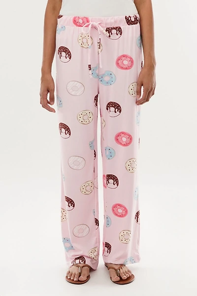 Canada Weather Gear Doughnut Print Wide Leg Pajama Pants - Pink