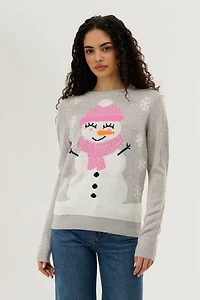 Festive Snowman Christmas Sweater - Grey