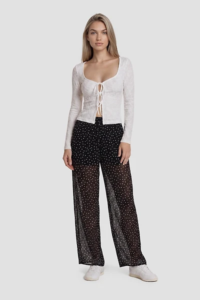 Polkadot Mesh Pants - Black
